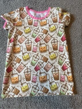 Custom Kawaii Bubble Tea Print Shirt Sz 7
